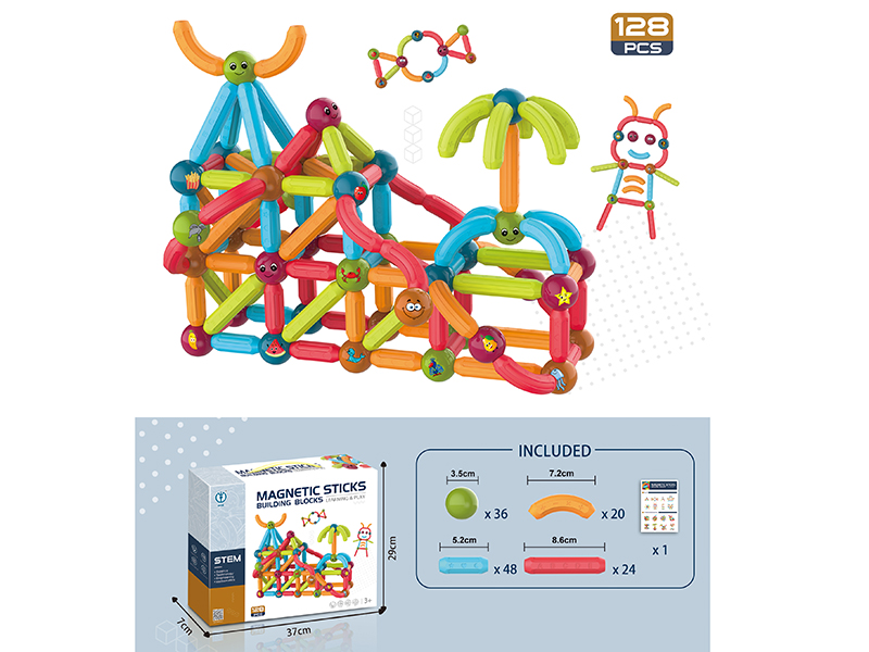 Magnetic Sticks Building Blocks 128PCS