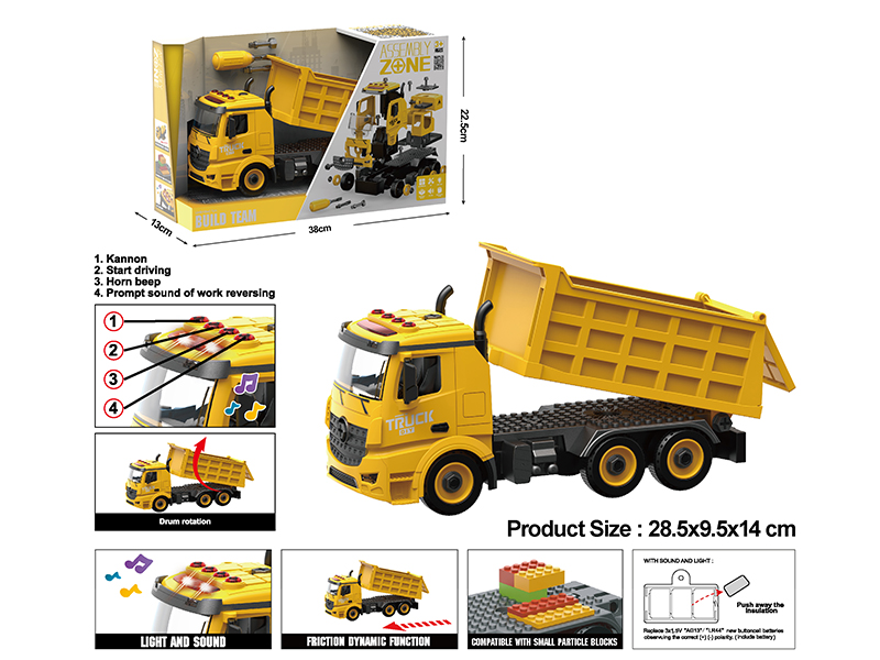 1:12 DIY Assembly  Friction Engineering Truck(4 Keys,Sound,Light)