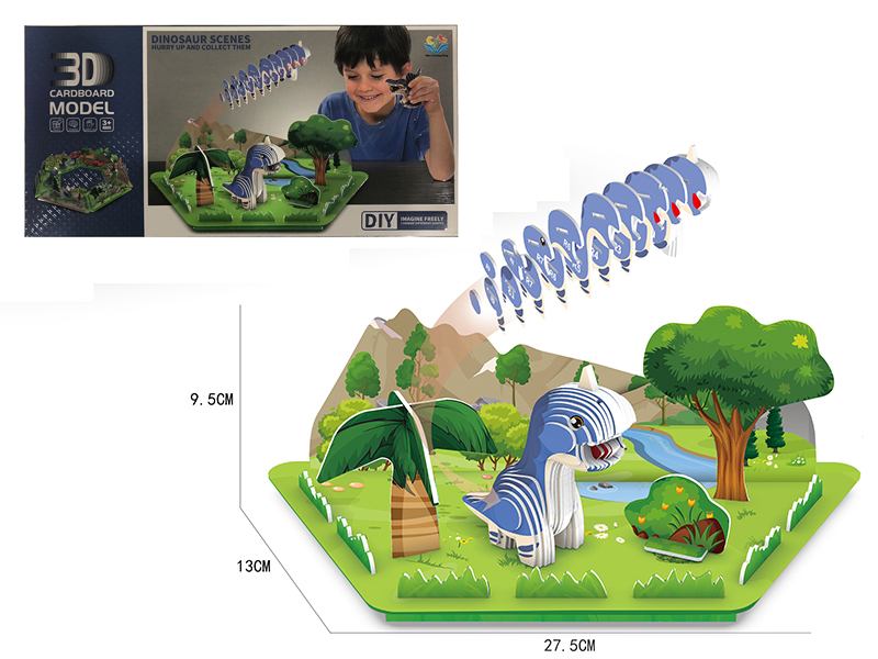 Apatosaurus Scenes 3D Cardboard Model Puzzle
