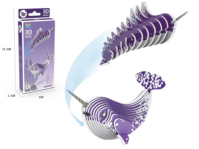 3D Cardboard Model Puzzle -Narwhal
