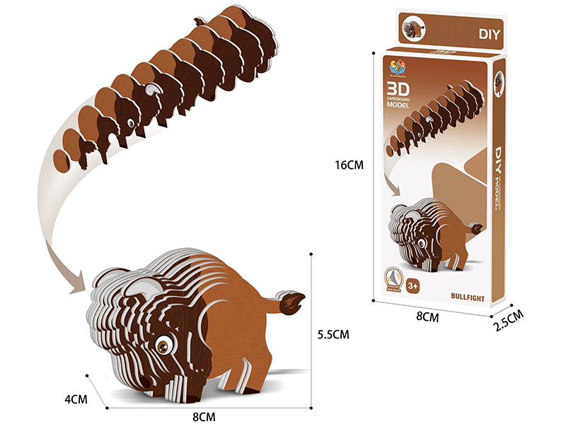 3D Cardboard Model Puzzle -Bullfight