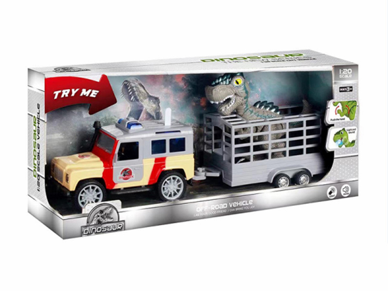 1:20 Friction Dinosaur Jeep Trailer With Light And Sound