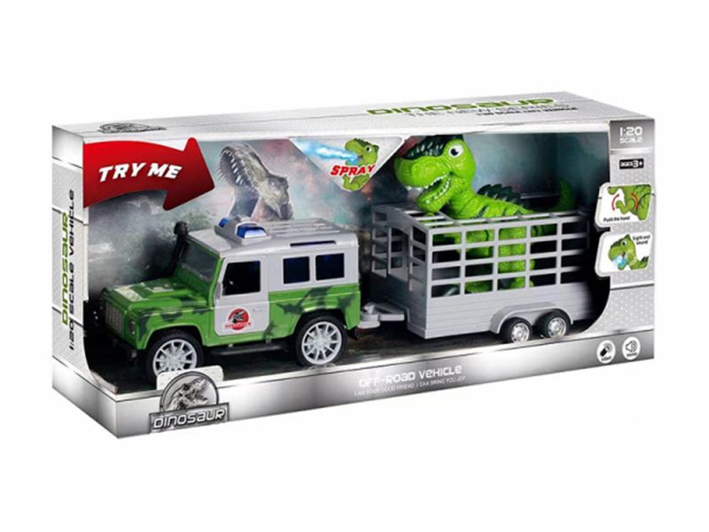 1:20 Friction Spray Dinosaur Jeep Trailer With Light And Sound