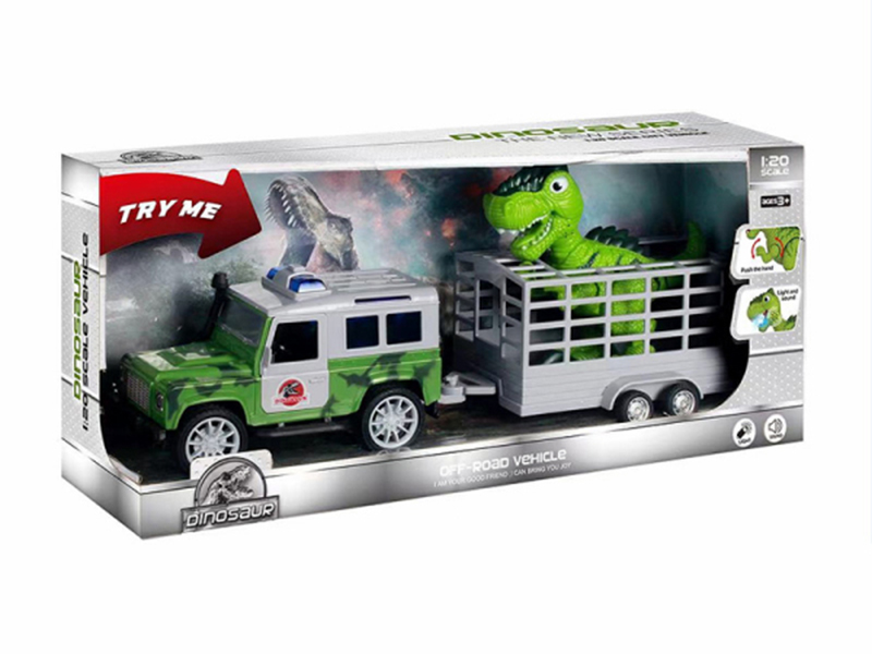 1:20 Friction Dinosaur Jeep Trailer With Light And Sound