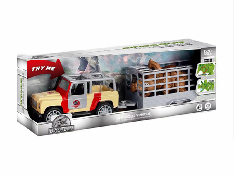 1:20 Friction Dinosaur Jeep Trailer With Light And Sound