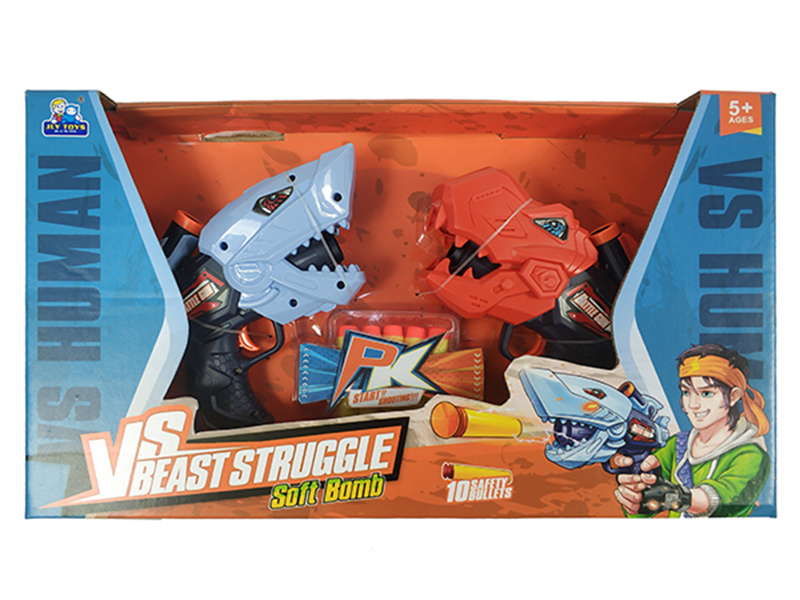 PK Shark Dinosaur Gun With 10 Soft Bullets(Light And Sound)