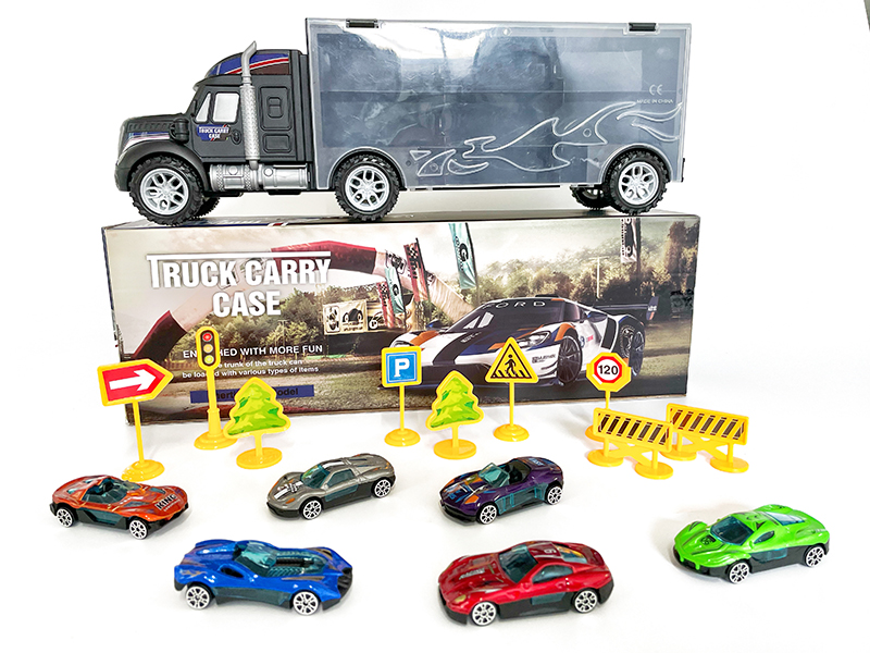 Portable Friction Container Car With Alloy Race Car 6pcs,Guidepost