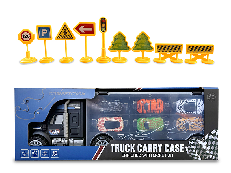 Portable Friction Container Car With Animal Car 6pcs,Guidepost