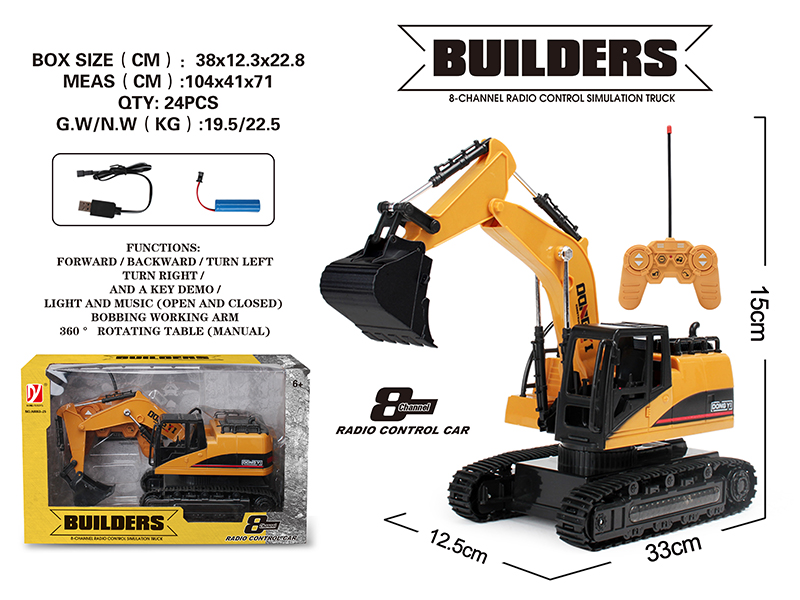 8-Channel Remote Control Stunt Excavator