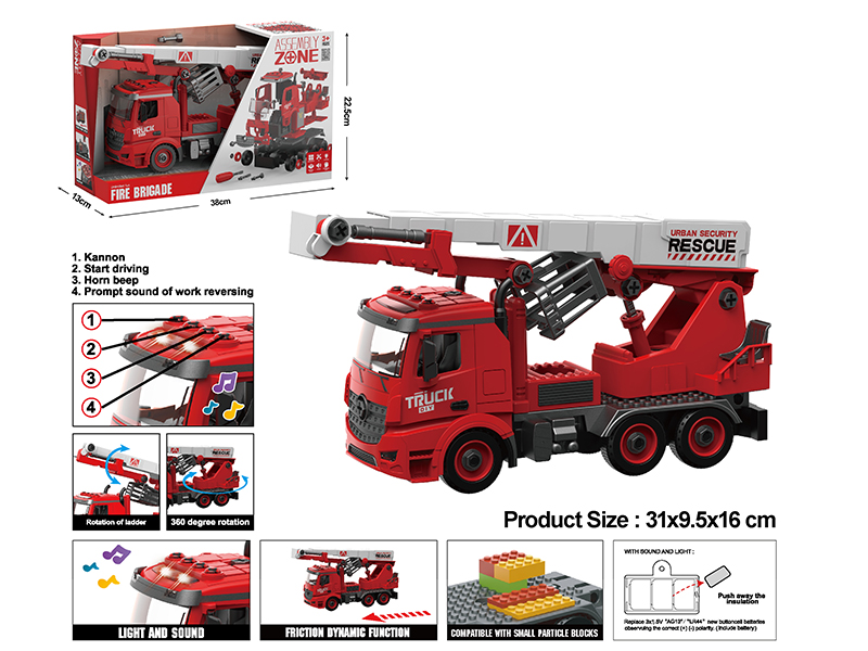 DIY Assembly  Friction Fire Engine With Light And Music