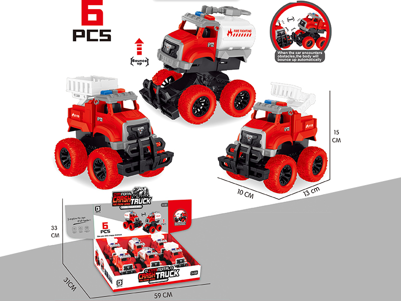 Friction Crash Fire Engine 6pcs
