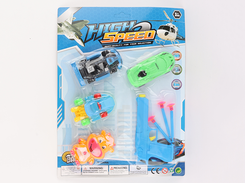Needle Gun Pull Back Cartoon Car Set