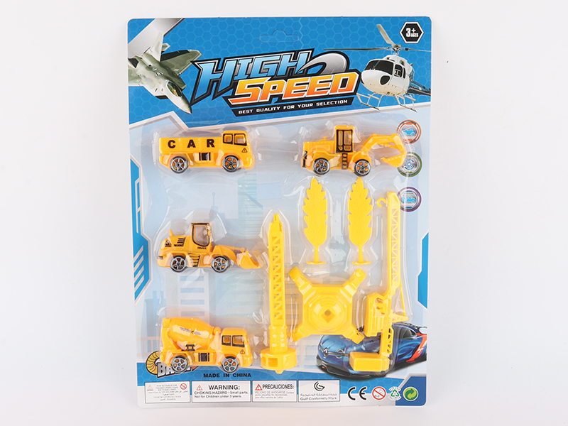 Pull Back Engineering Truck ,Tower Crane Set