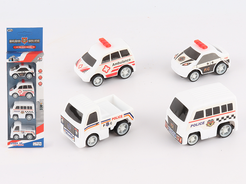 Pull Back Police Car 4pcs