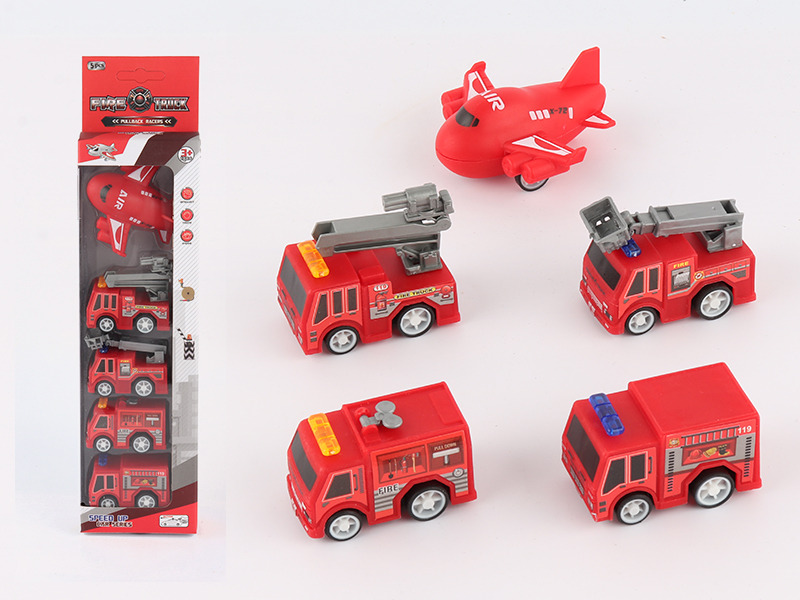 Pull Back Fire Engine Airplane 5PCS
