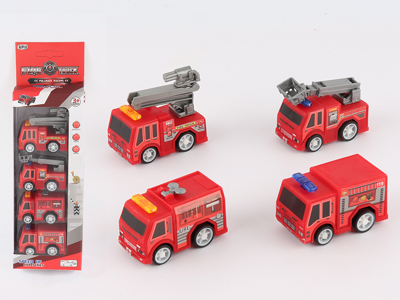 Pull Back Fire Engine 4pcs