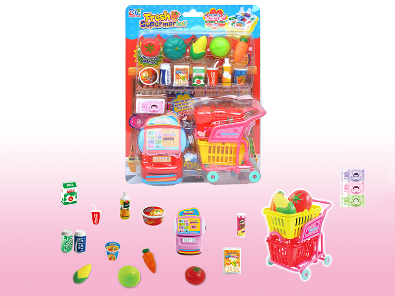 Supermarket Shopping Cart With Cash Register