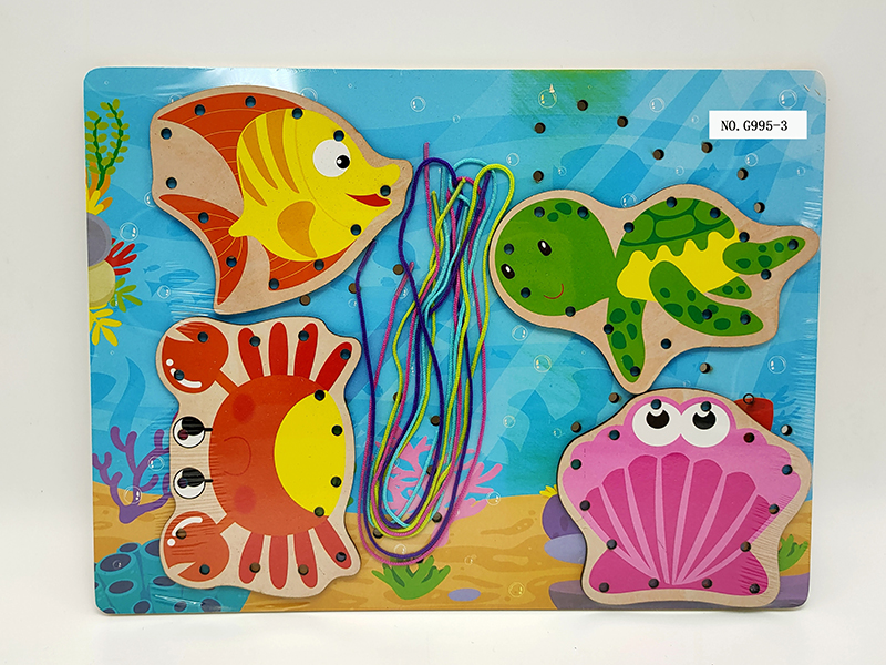 Wooden Sea Animal Threading Puzzle