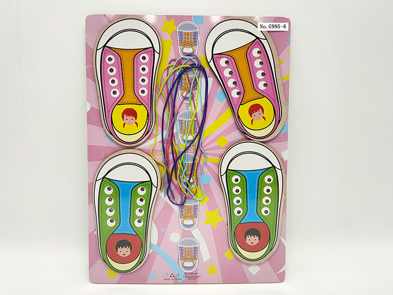 Wooden Shoes Threading Puzzle