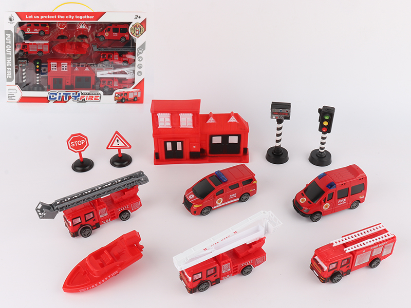 Pull Back City Fire Engine Set