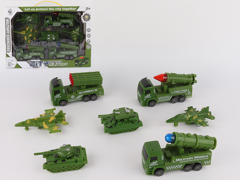 Pull Back City Military Truck Set