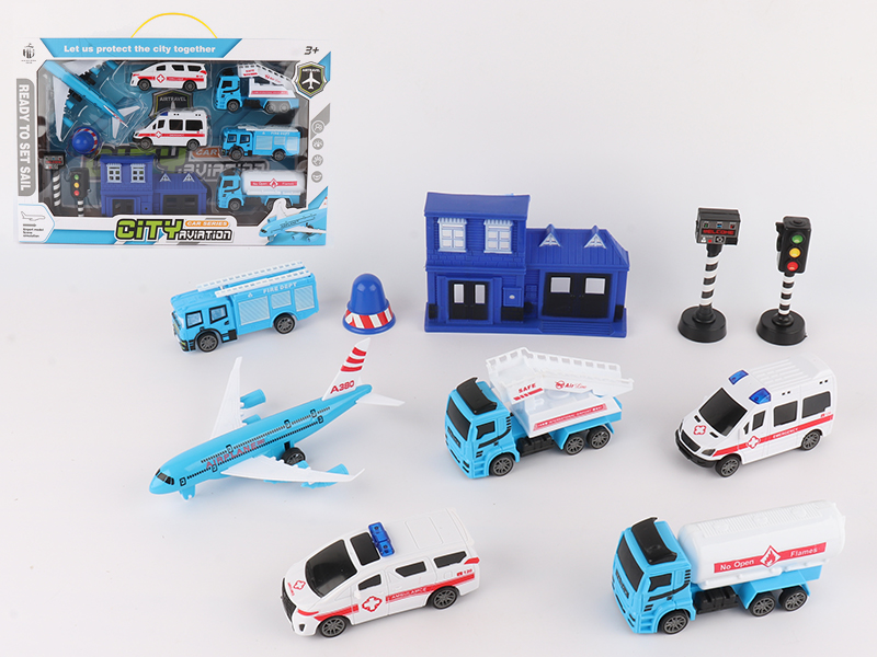 Pull Back City Aviation Car Set