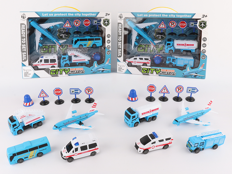 Pull Back City Aviation Car Set