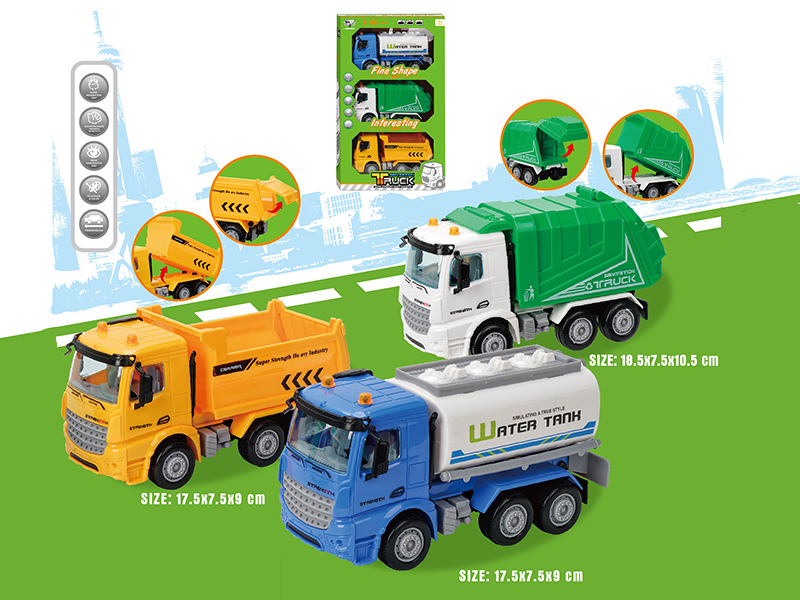 Friction Sanitation Truck 3PCS