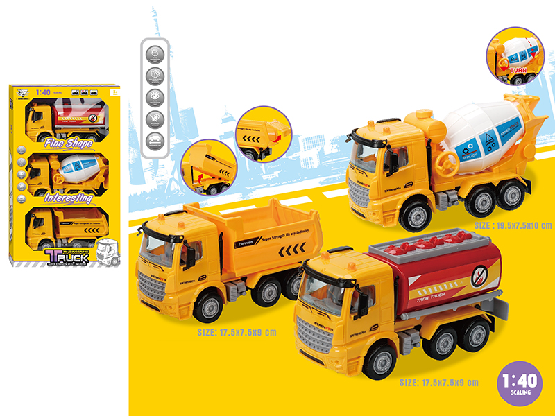 1:40 Friction Engineering Truck 3PCS