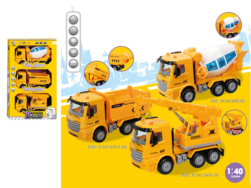 1:40 Friction Engineering Truck 3PCS