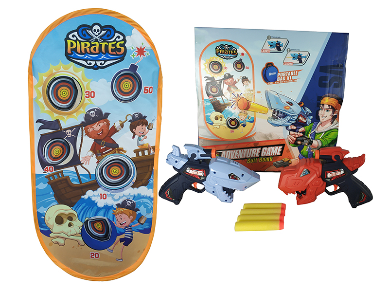 Pirate Target With 1 Shark Gun,1 Dinosaur Gun + 20 Soft Bullet