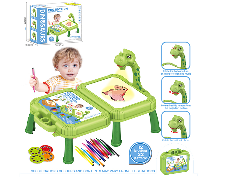 Green Dinosaur Projection Painting Table (With Music)