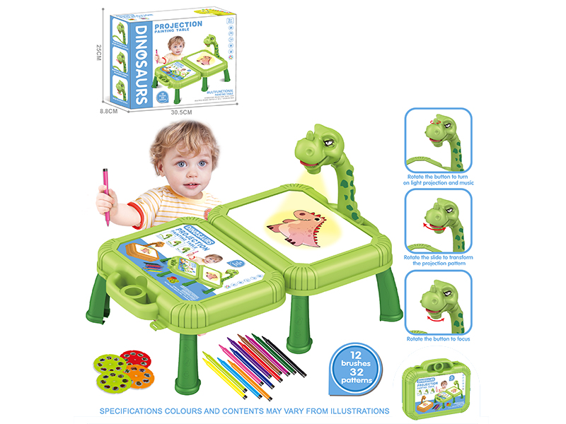 Green Dinosaur Projection Painting Table (Without Music)