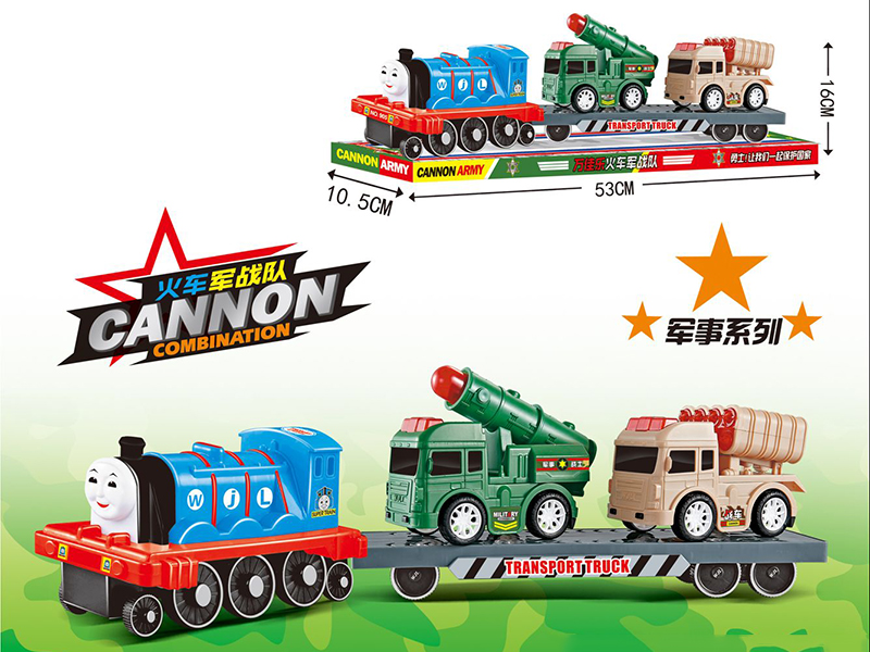 Friction Locomotive Trailer With Military Truck