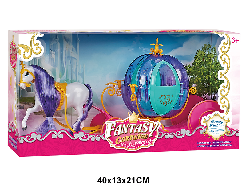 Static Small Horse + Small Pumpkin Carriage