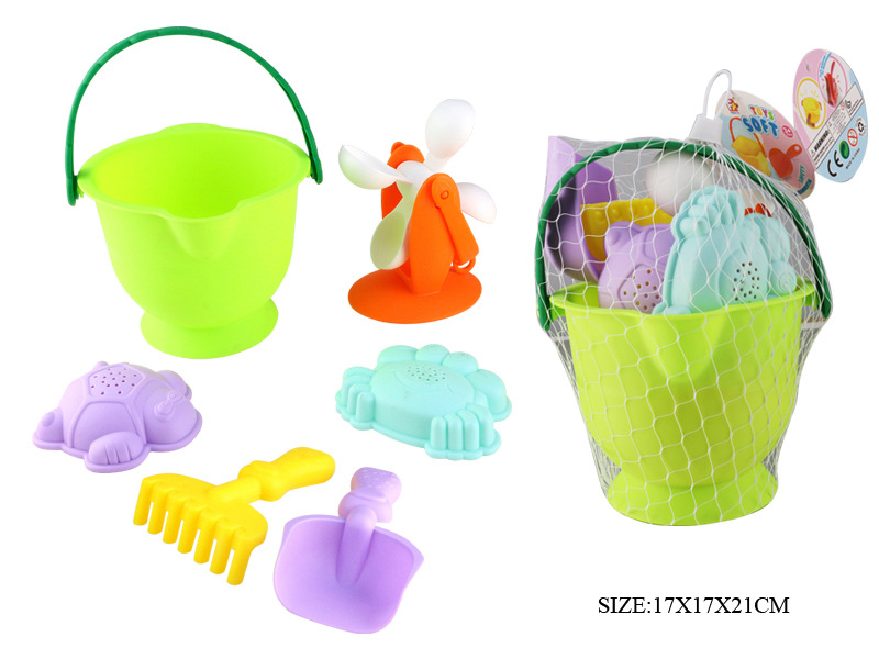 6pcs Soft Plastic Sand Bucket Set