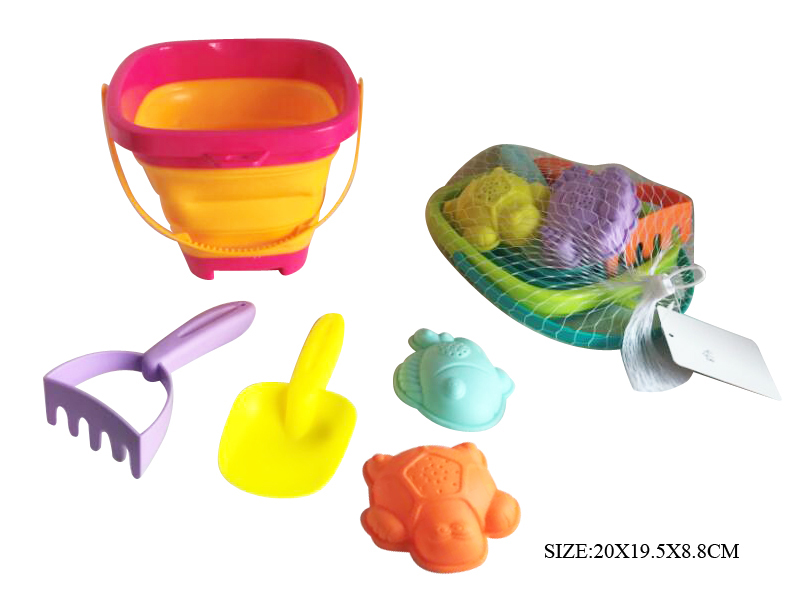 5pcs Soft Plastic Quadrate Sand Bucket Set
