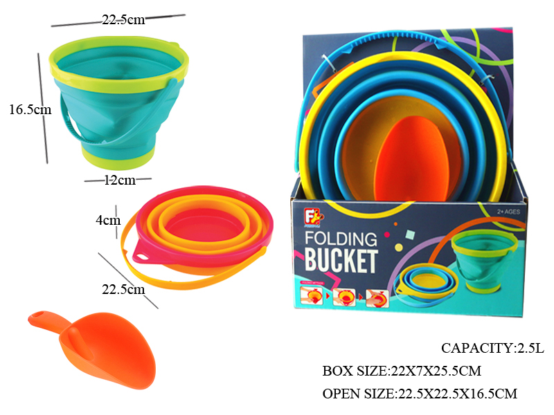 Soft Plastic Circle Sand Bucket + Shovel