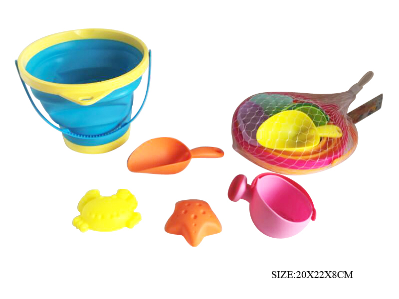 5pcs Soft Plastic Circle Sand Bucket Set