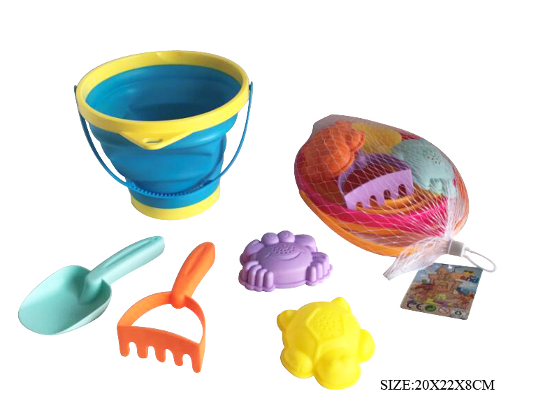 5pcs Soft Plastic Quadrate Sand Bucket Set