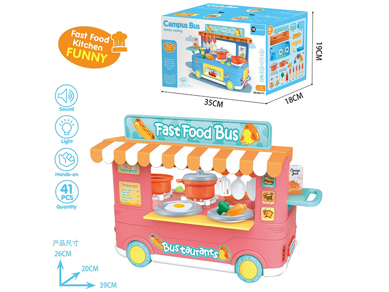 Campus Bus Kitchen Cooking(With Lights,Music)Pink
