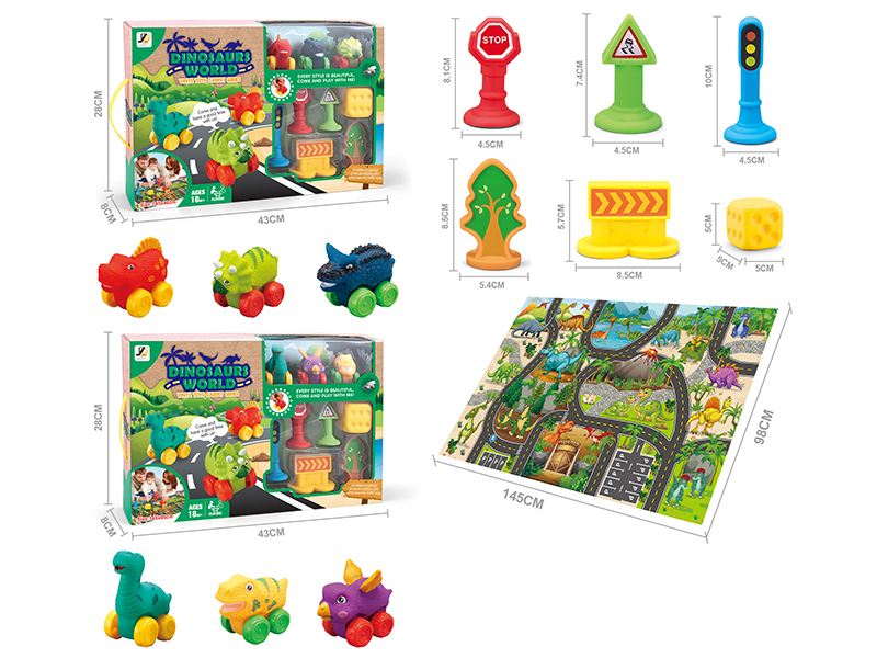 Slide Vinyl Dinosaur Car Game Carpet Set