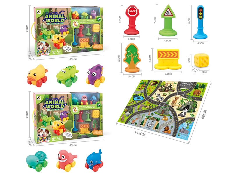 Slide Vinyl  Sea Animal Car Game Carpet Set