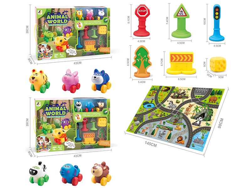 Slide Vinyl  Animal Car Game Carpet Set