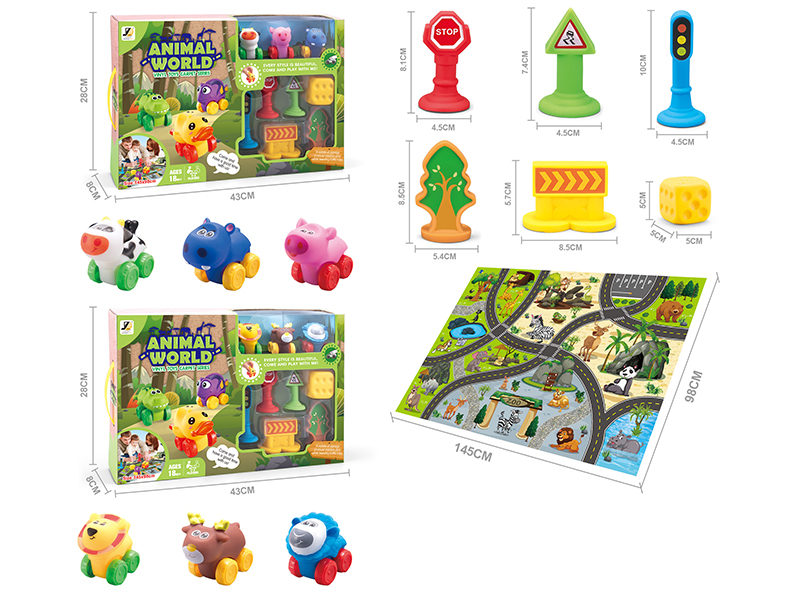 Slide Vinyl  Animal Car Game Carpet Set