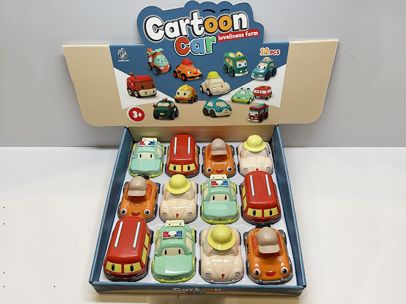 Cartoon Friction Car  12pcs