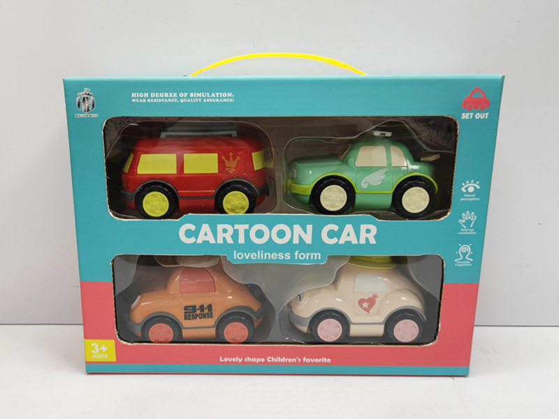 Cartoon Friction Car  4pcs
