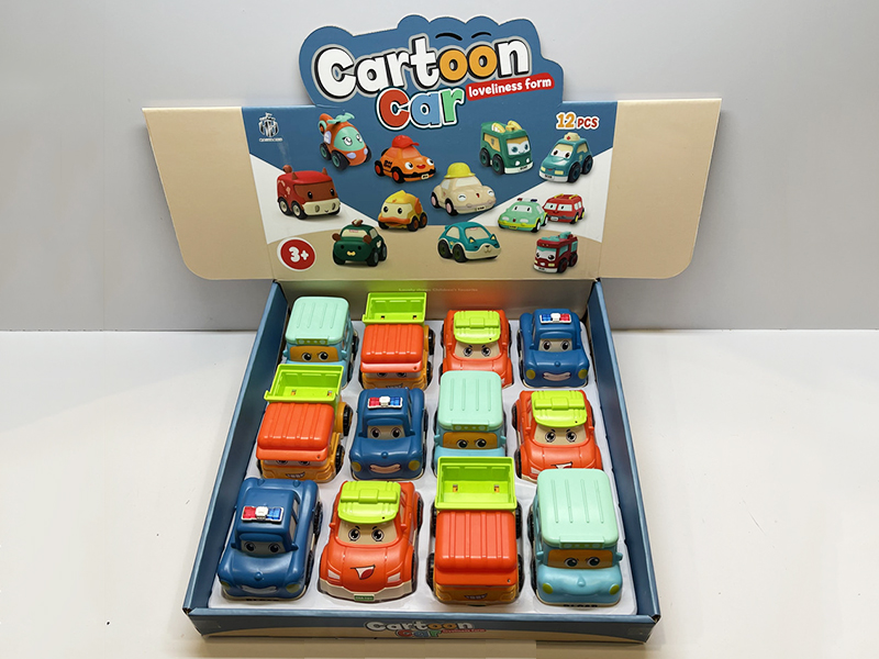 Cartoon Friction Car  12pcs