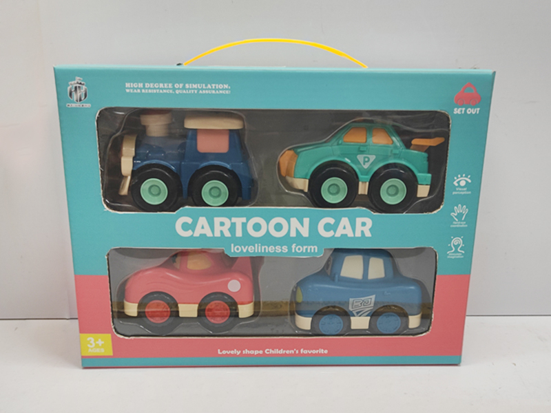 Cartoon Friction Car 4pcs