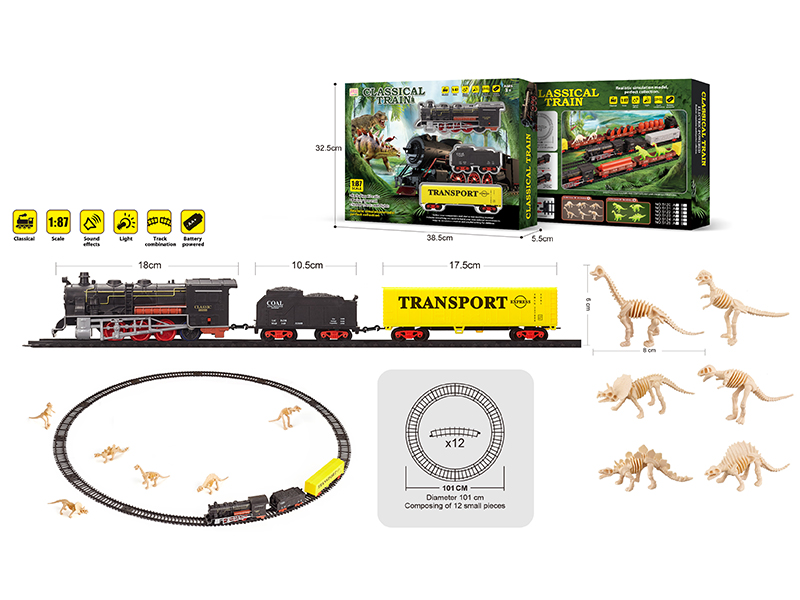 1:87 Dinosaur Bones Retro B/O Train Track With Light And Music